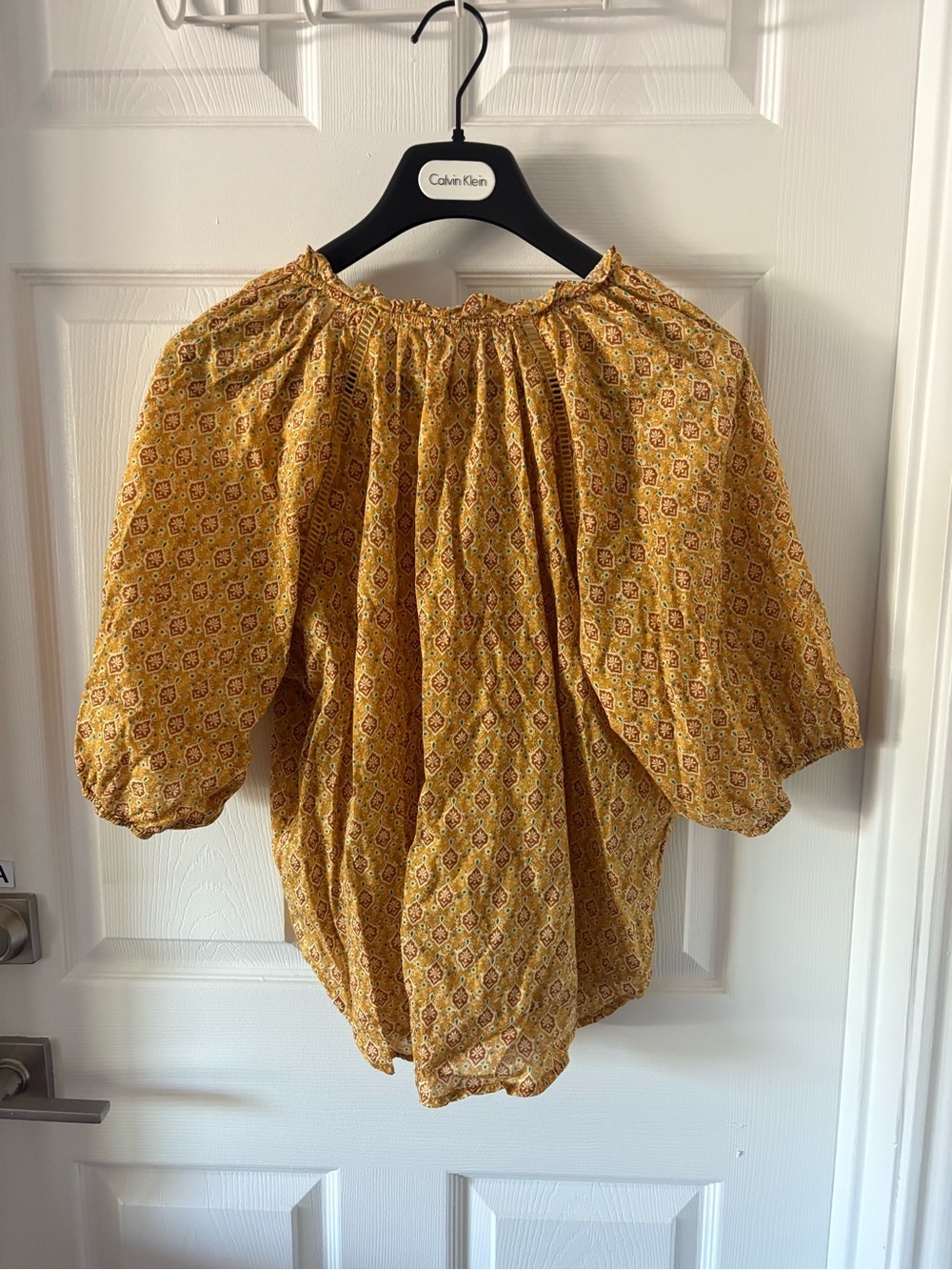 Dear John Denim Costa Novelty Top Marigold Calico Boho Blouse Size L - Picture 4 of 6